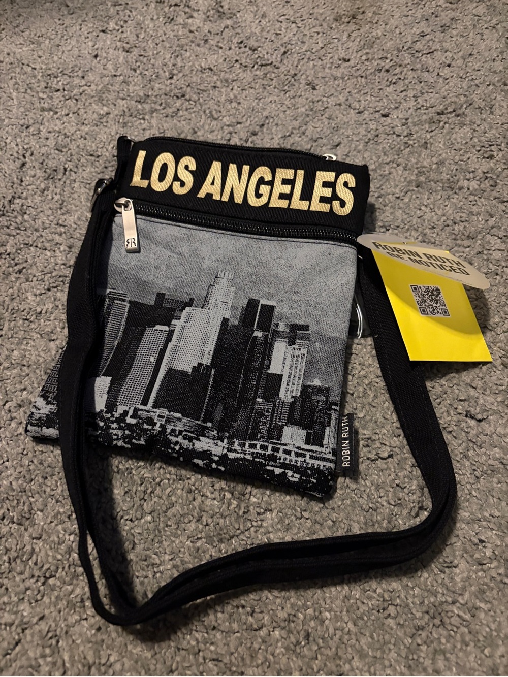 Robin Ruth Black & Yellow Los Angeles Skyline Crossbody Belt Bag